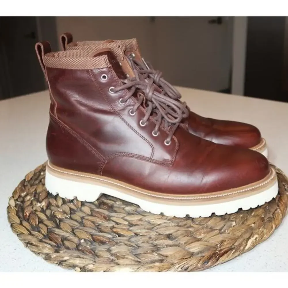 COLE‎ HAAN Mens Brown American Classics Round Toe Block Heel Leather Boots 10